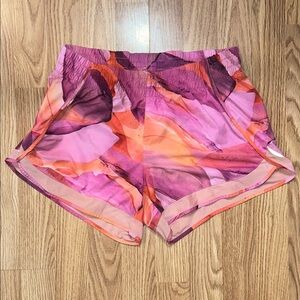 EUC Athleta Pink and Orange Watercolor Women's Athletic Shorts
